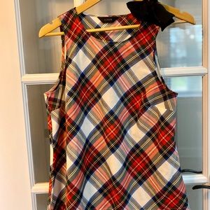 Tartan Jcrew Sleeveless Top with Bow